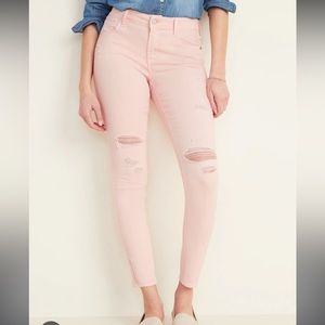 Old Navy Light Pink Distressed Skinny Rockstar Jeans